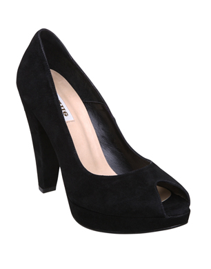 Black Suede Peeptoe Platform Court Shoes
