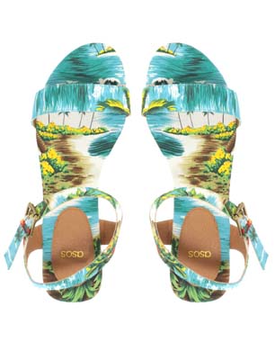 Tropical Print Canvas Sandals
