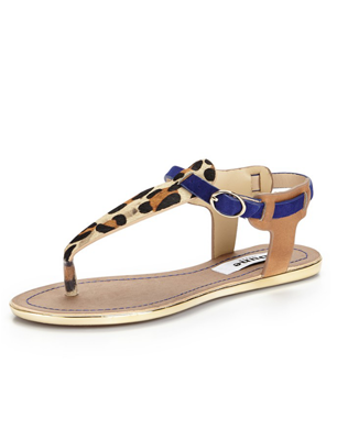 Ravel Gold and Leopard Print Mid Heel Sandals