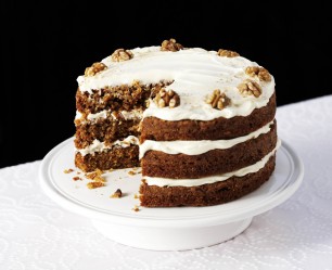 Three layer carrot cake with cream cheese filling