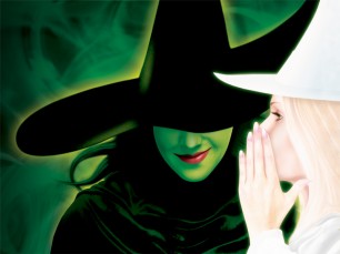Wicked the musical advertisement, green and black