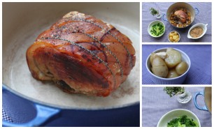 leg of pork with spring greens