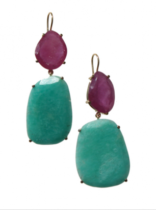 turquoise and purple stone drop earrings