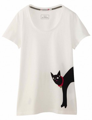 Lulu Guinness for Uniqlo white tee with cat