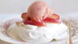 meringues with pink lady sorbet
