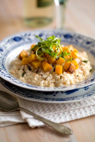 Risotto with squash and tomato