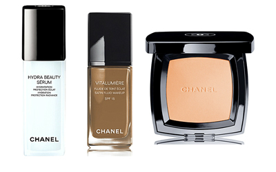 Chanel Hydra Beauty Sérum, Vitalumière Satin Smoothing Fluid Makeup, Poudre Universelle Compacte