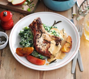 pork chops and kale mash