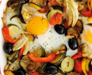 roasted vegetables and eggs
