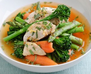 poached lemon and tarragon chicken