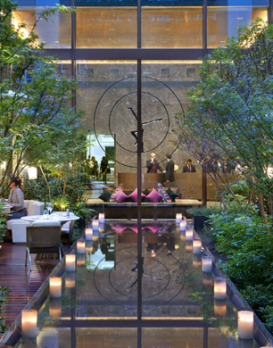 Paris lobby garden evening