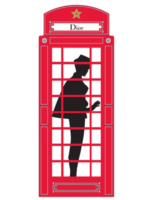 Dior at Harrods Store phone box illustration