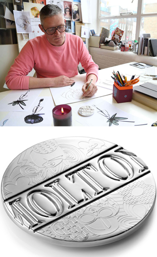 Giles Deacon designing the product and the finished candle snuff lid
