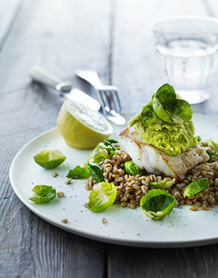 Cod and Pearled Spelt and Brussels Sprouts