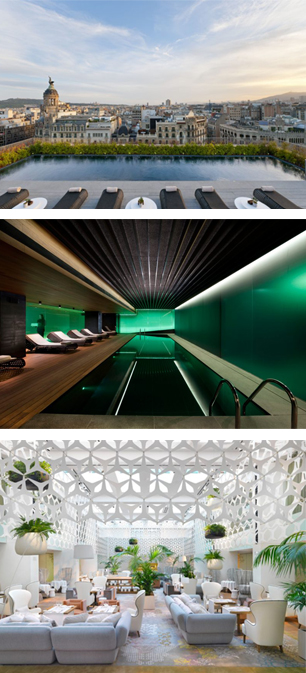 rooftop view, spa and restaurant at the Mandarin Oriental Barcelona