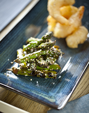 Marcus Bean’s Tempura Tiger Prawns with Soy and SesameAsparagus post
