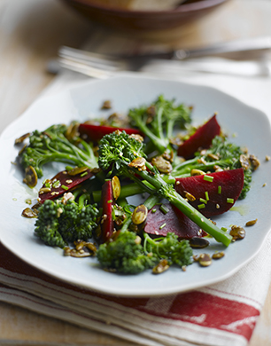 Tenderstem, beetroot and toasted seed salad with lemon dressing Post