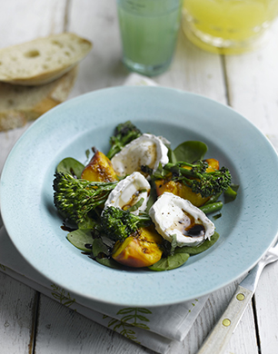 Tenderstem, peach and goats cheese salad Post
