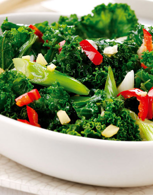 Kale with ginger, garlic and chilli recipe