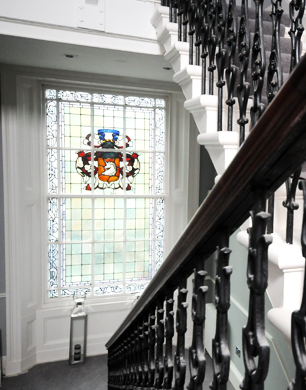 15Glasgow Hall with stained glass window