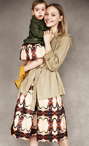 model and daughter wearing Prada designs for Born Free charity collaboration 