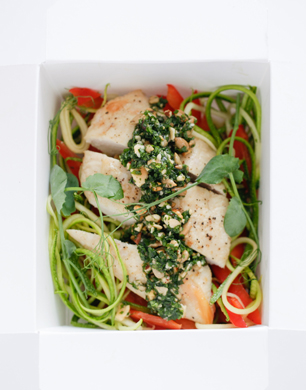 Chicken pesto and courgetti boxed