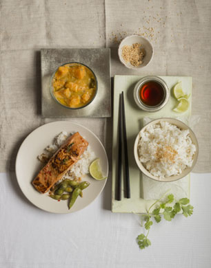 Donald Russell Food,Autumnal: Teriyaki Salmon and rice