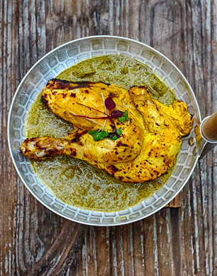 Tandoori Baby chicken with Nilgiri sauce