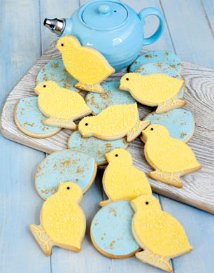 Golden Speckled Egg and Sparkling Chick Cookies
