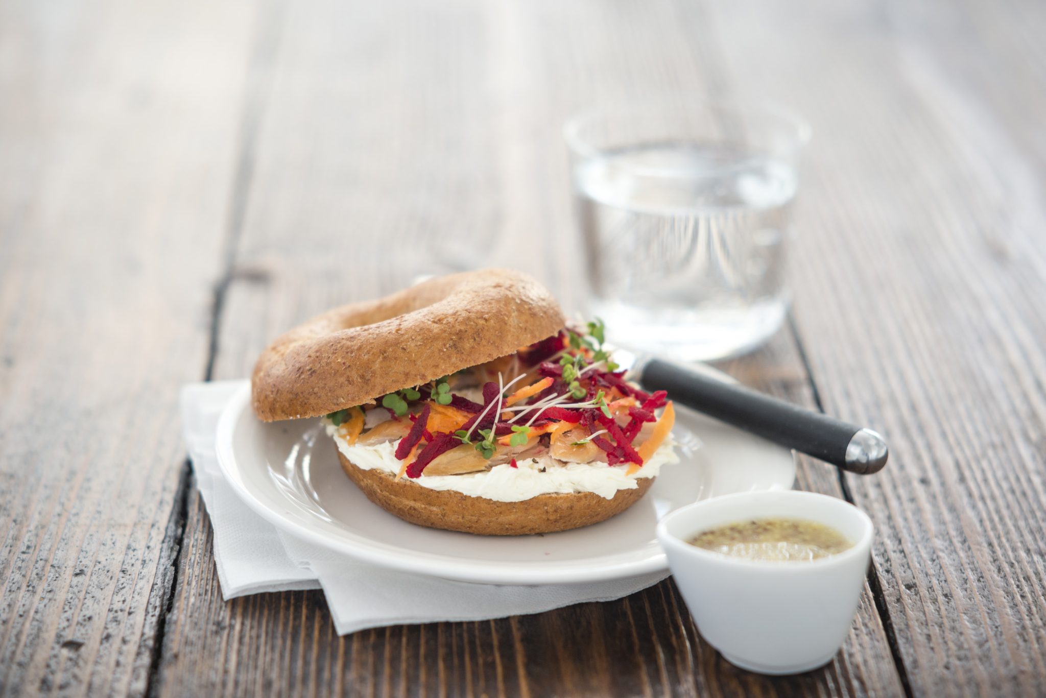 Wholemeal Bagel with Smoked Mackerel and mustard dressing StyleNest