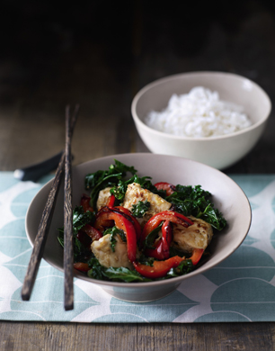 Fragrant chicken, kale and lemon grass stir fry