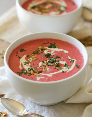Beetroot soup with cumin cashew cream 6