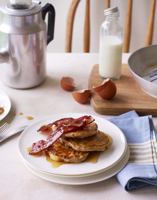Corn Pancakes with Maple Bacon