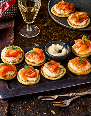 Smoked Salmon Pancakes with Horseradish Crème Fraiche - StyleNest